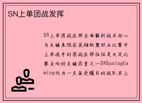 SN上单团战发挥